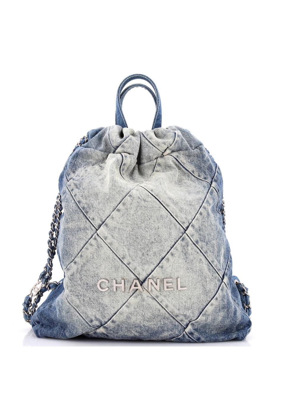 Chanel 22 Chain Backpack Quilted Denim #281418C49B